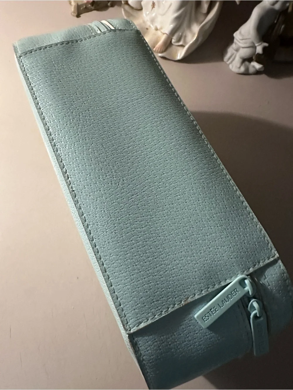 Vintage Estee Lauder Train Bag Travel Makeup Toiletry Case Blue Zipper